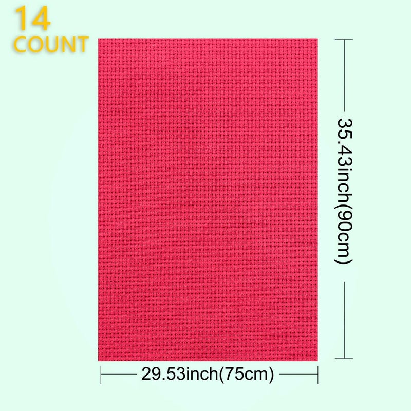Zhenqing 14CT Aida Cloth - 30x35 Inch Cross Stitch Fabric for Embroidery, Pre-Cut Needlework Material, Acid-Free, Durable Weave(Red) - Image 2